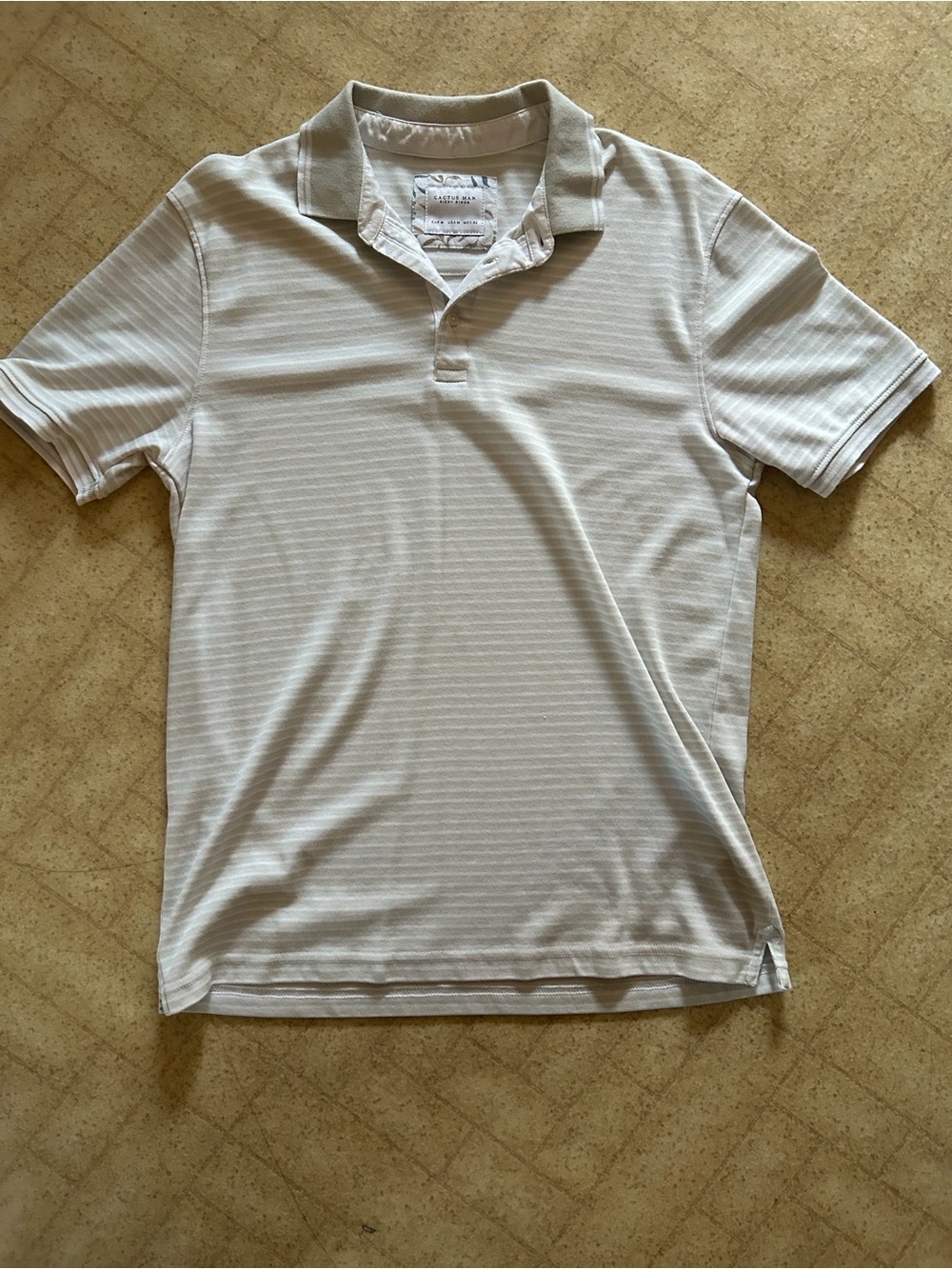 Cactus Man Men's Light Beige Striped Polo